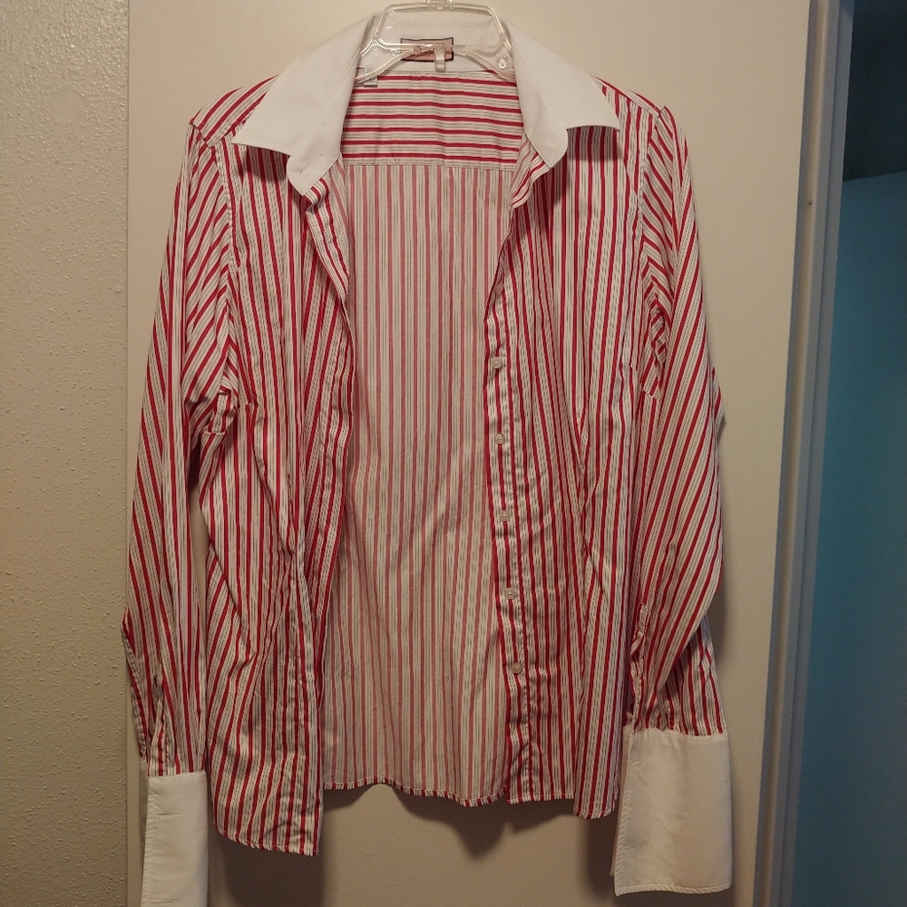 Red and White Pin Striped Shirt by Pink
